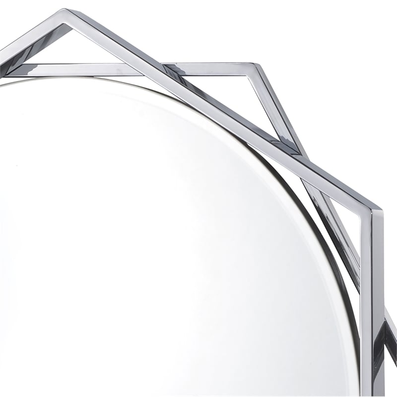 Furniture of America Aquila Metal Beveled Wall Mirror in Chrome