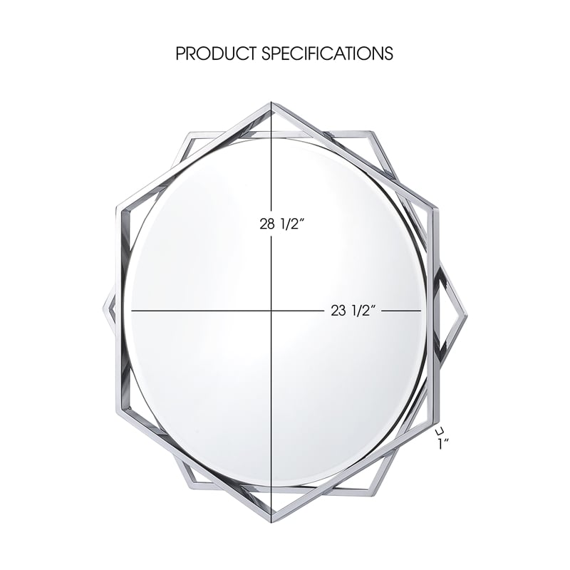 Furniture of America Aquila Metal Beveled Wall Mirror in Chrome