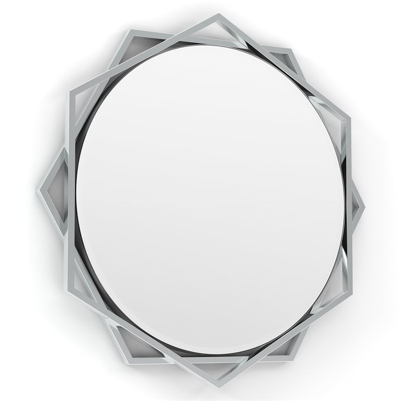 Furniture of America Aquila Metal Beveled Wall Mirror in Chrome