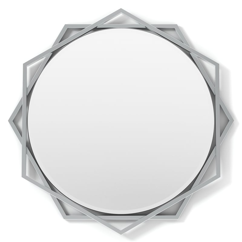 Furniture of America Aquila Metal Beveled Wall Mirror in Chrome