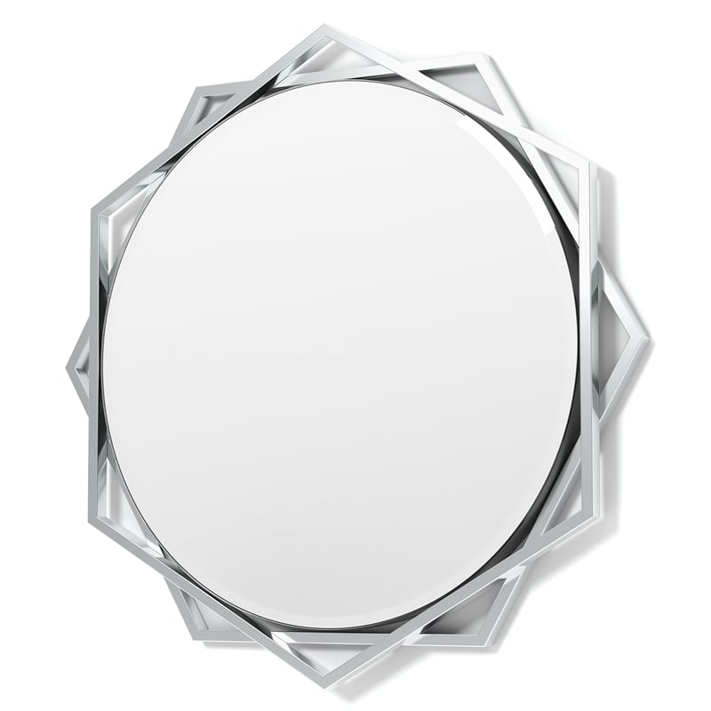 Furniture of America Aquila Metal Beveled Wall Mirror in Chrome