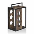 Furniture of America Harvan Industrial Wood 3-Bottle Wine Rack in Reclaimed Oak