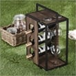 Furniture of America Harvan Industrial Wood 3-Bottle Wine Rack in Reclaimed Oak
