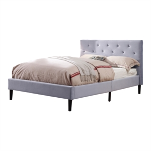 Furniture of America Frohm Fabric Button Tufted Full Platform Bed in Gray