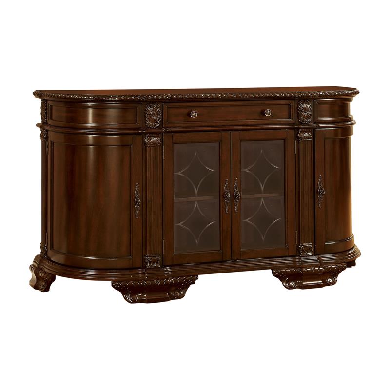 Furniture of America Ramsaran Wood Multi-Storage Buffet in Brown Cherry