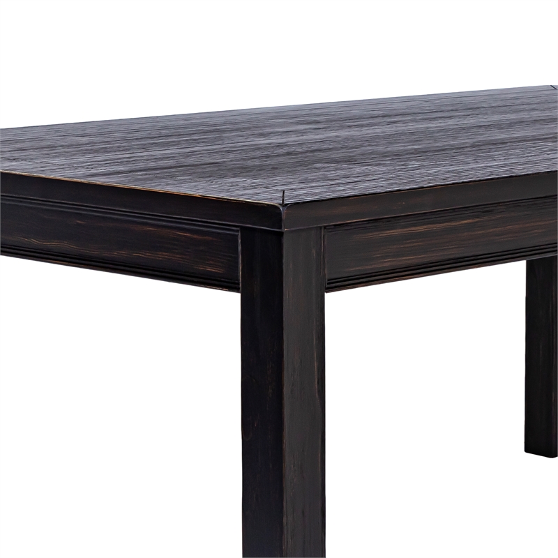 Furniture of America Sinuata Wood 7-Piece Dining Table Set in Black and Beige