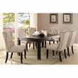 Furniture of America Sinuata Wood 7-Piece Dining Table Set in Black and Beige
