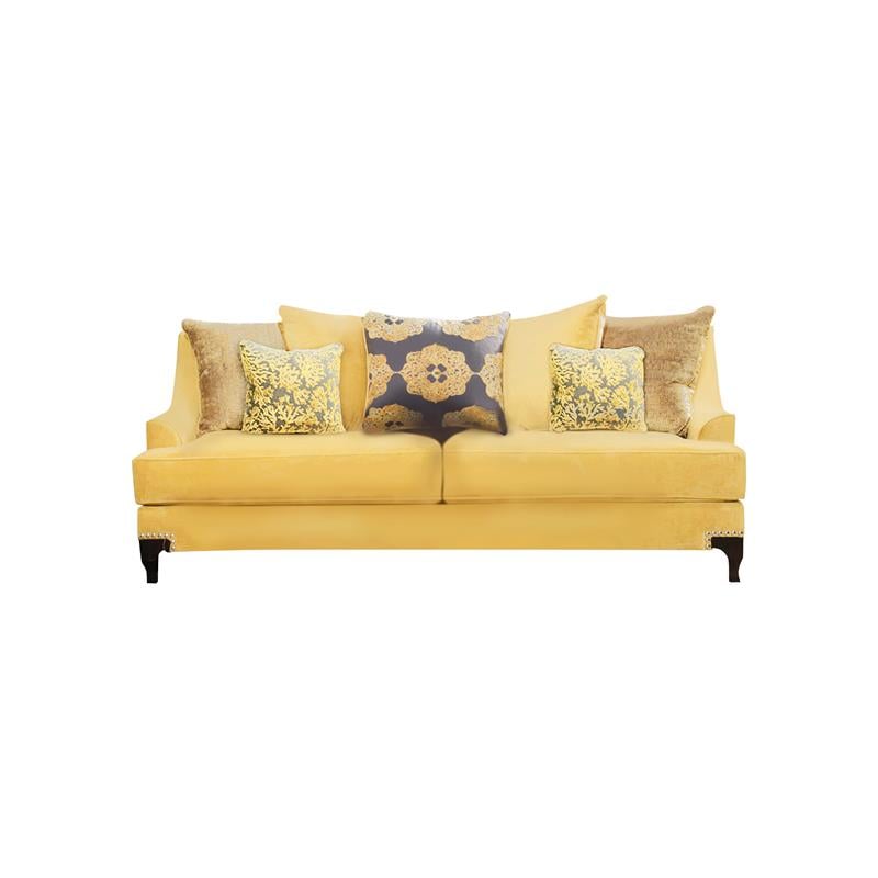 Furniture of America Charlette Traditional Fabric 2-Piece Sofa Set in Gold