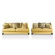 Furniture of America Charlette Traditional Fabric 2-Piece Sofa Set in Gold