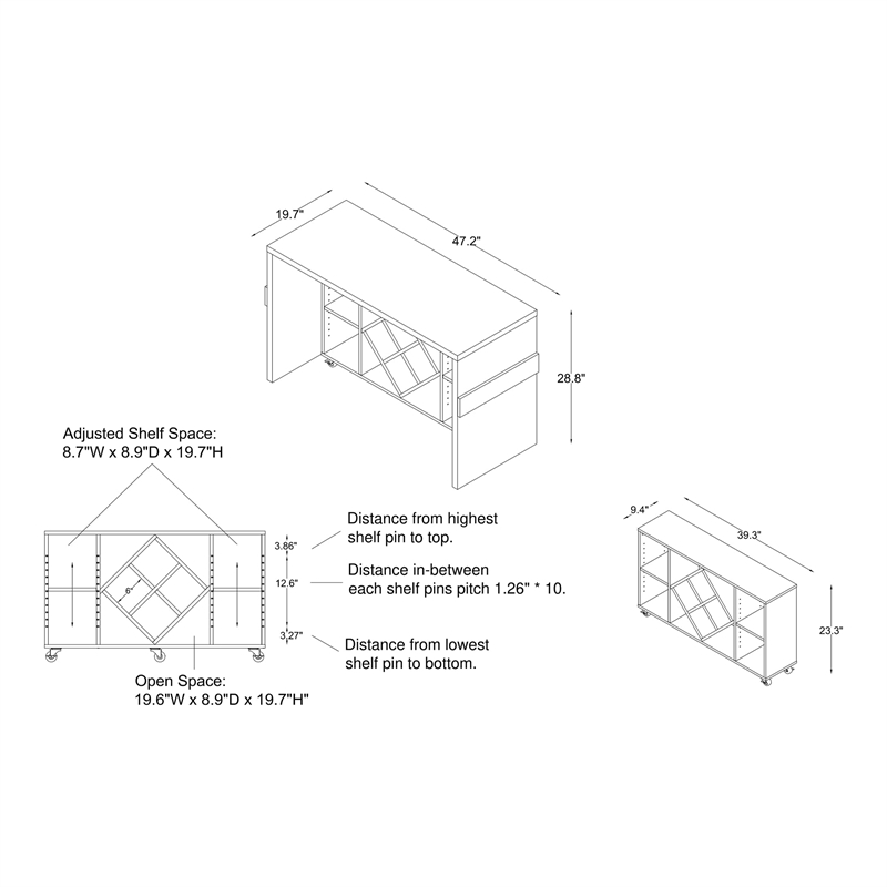 FOA Minshew Solid Wood 2-Piece Convertible Desk with Bookcase Set in Brown