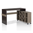 FOA Minshew Solid Wood 2-Piece Convertible Desk with Bookcase Set in Brown