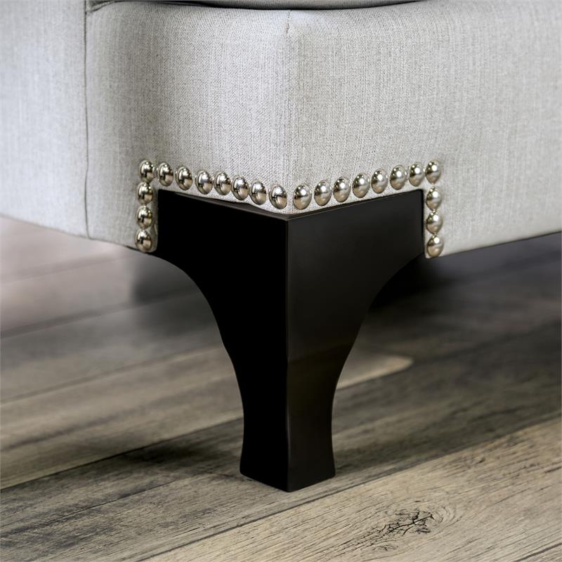 Furniture of America Allyson Transitional Chenille Loveseat in Light Gray