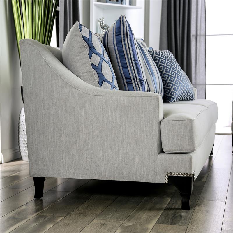 Furniture of America Allyson Transitional Chenille Loveseat in Light Gray