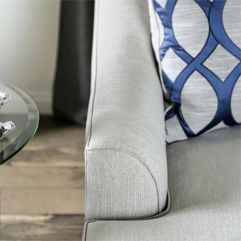 Furniture of America Allyson Transitional Chenille Loveseat in Light Gray