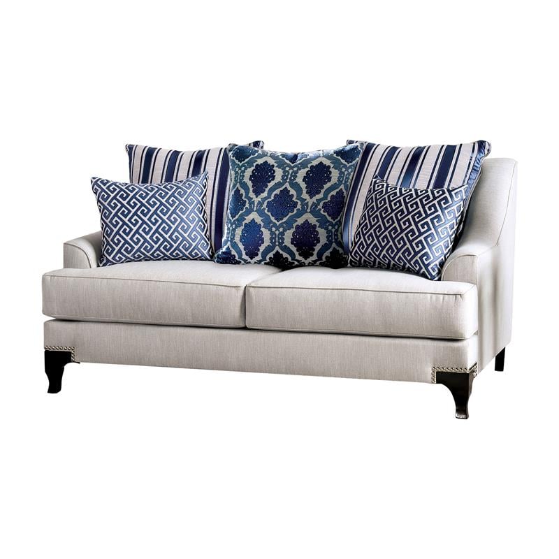 Furniture of America Allyson Transitional Chenille Loveseat in Light Gray