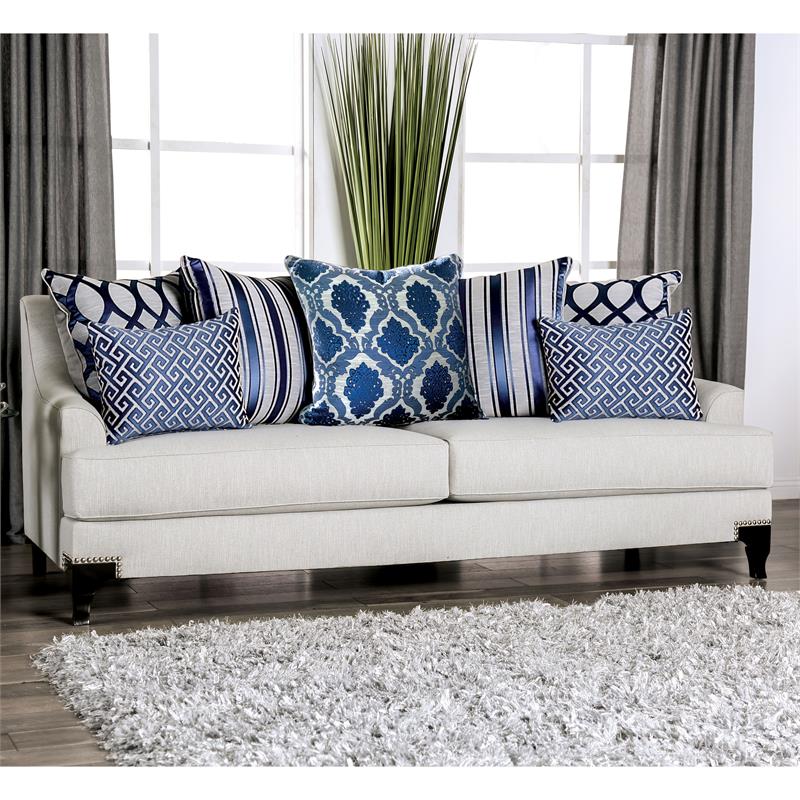Furniture of America Allyson Transitional Chenille Sofa in Light Gray