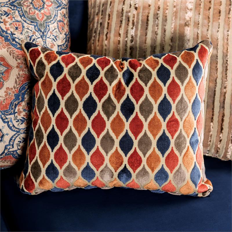 Furniture of America Allyson Transitional Chenille Loveseat in Navy