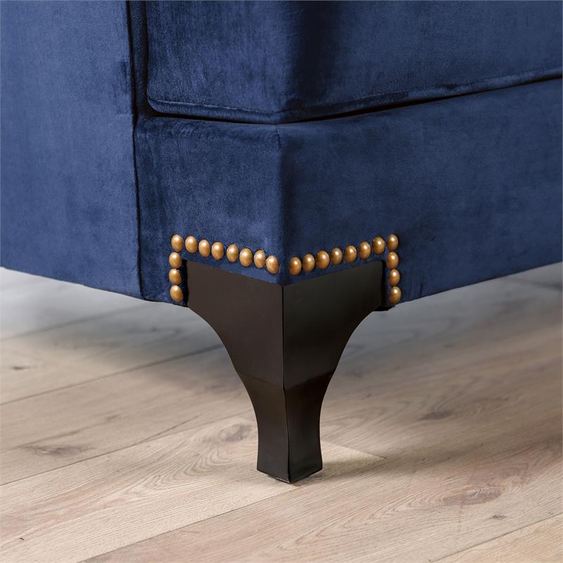 Furniture of America Allyson Transitional Chenille Loveseat in Navy