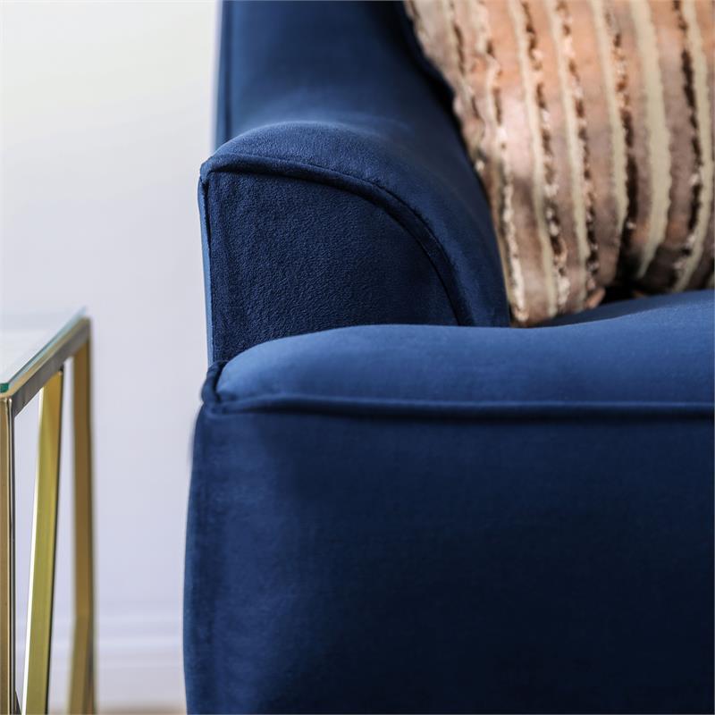 Furniture of America Allyson Transitional Chenille Sofa in Navy