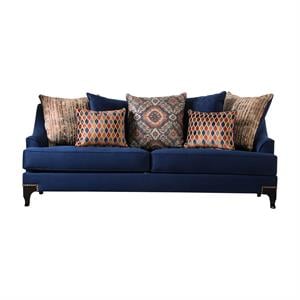 Furniture of America Allyson Transitional Chenille Sofa in Navy