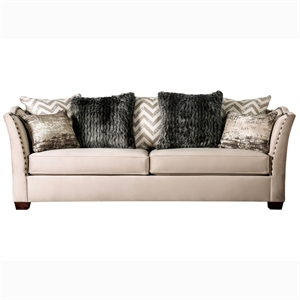 Furniture of America Keinisha Transitional Fabric Sofa in Beige