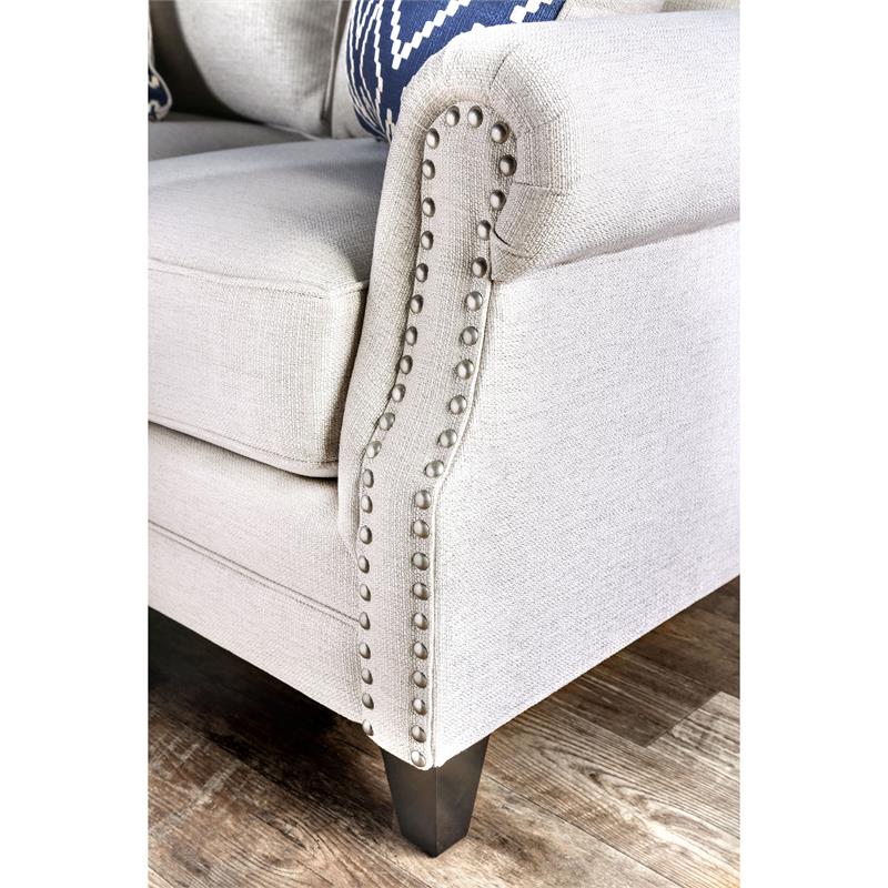 Furniture of America Hanson Fabric Nailhead Trim 2-Piece Sofa Set in Beige