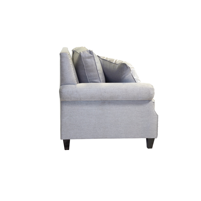 Furniture of America Hanson Fabric Nailhead Trim 2-Piece Sofa Set in Gray