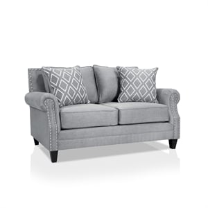Furniture of America Hanson Transitional Fabric Nailhead Loveseat in Gray