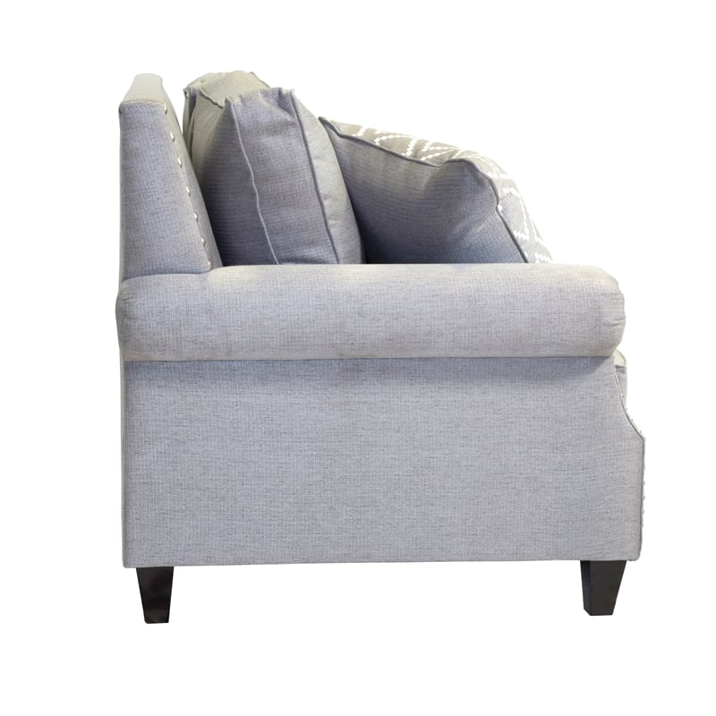 Furniture of America Hanson Transitional Fabric Nailhead Sofa in Gray