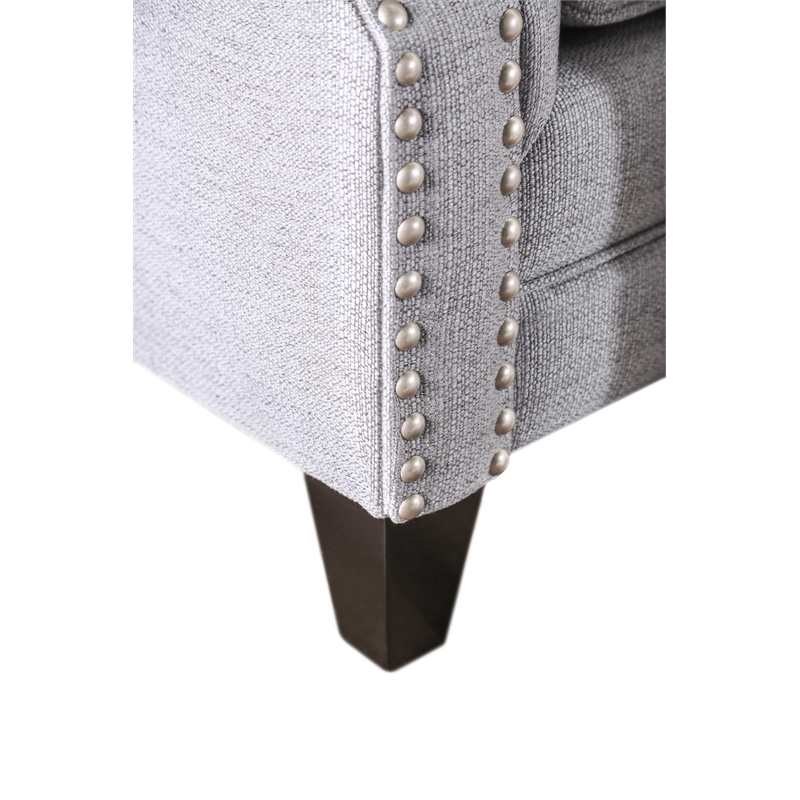 Furniture of America Hanson Transitional Fabric Nailhead Sofa in Gray