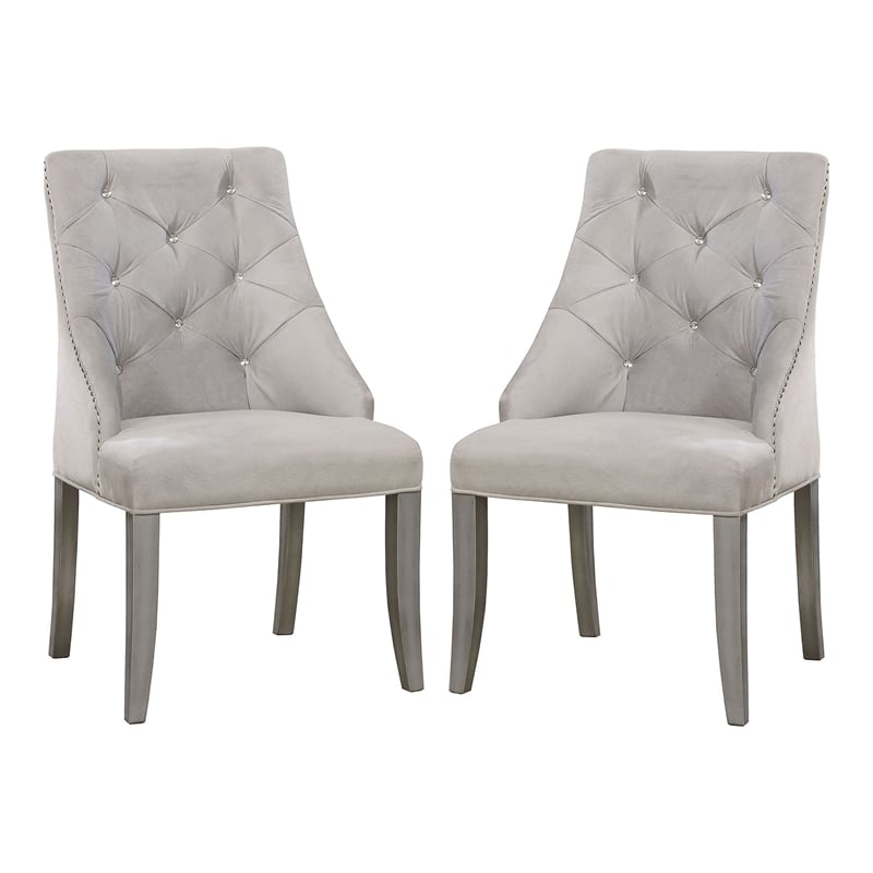 Furniture of America Desi Fabric Tufted Side Chair in Light Gray (Set of 2)