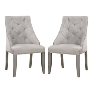 furniture of america desi fabric tufted side chair in light gray (set of 2)