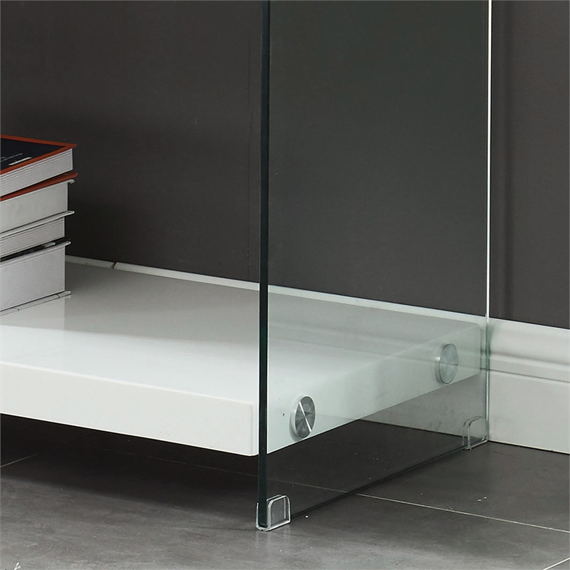 Furniture of America Cavalier Glass Top 70-inch TV Stand in White