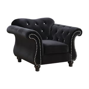 furniture of america sharon glam nailhead trim flannelette fabric tufted arm chair