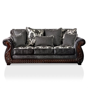 Furniture of America Andrea Chenille Rolled Arms Sofa in Light Gray