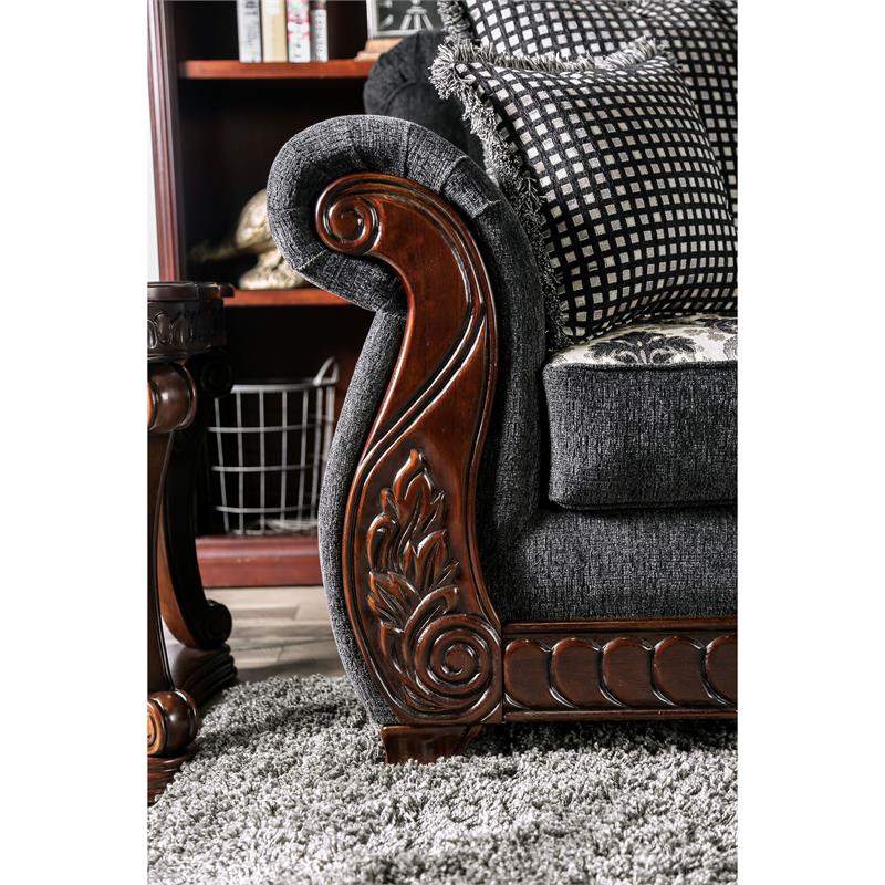 Furniture of America Andrea Chenille Rolled Arms Sofa in Light Gray