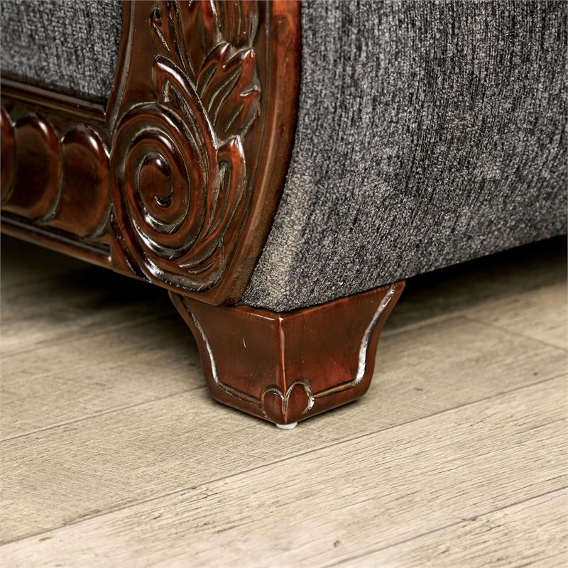 Furniture of America Andrea Chenille Rolled Arms Sofa in Light Gray