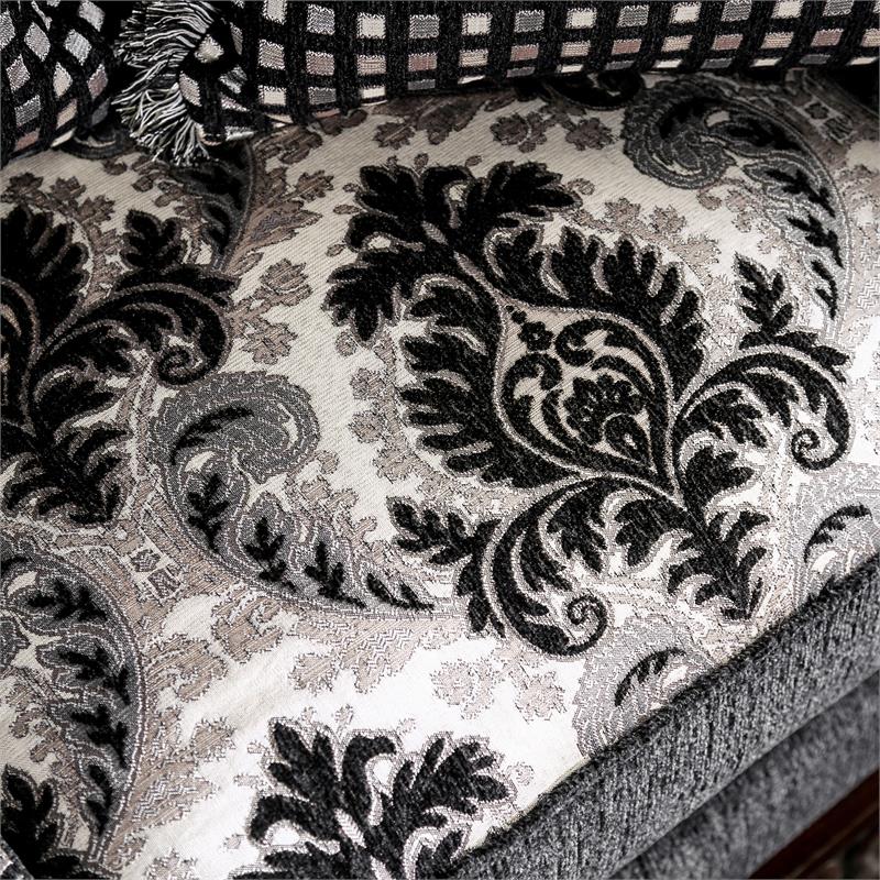 Furniture of America Andrea Chenille Rolled Arms Sofa in Light Gray