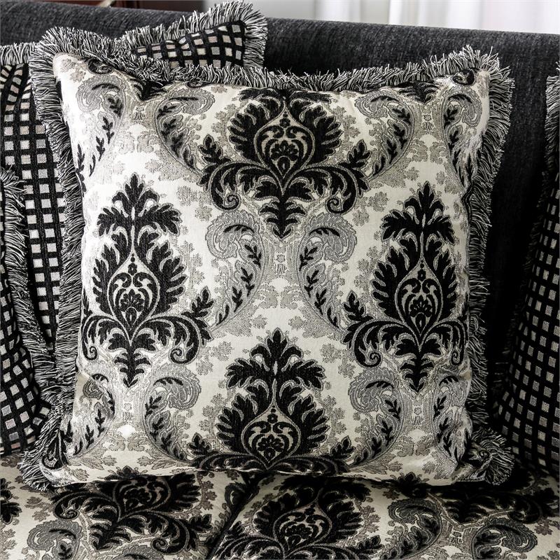 Furniture of America Andrea Chenille Rolled Arms Sofa in Light Gray