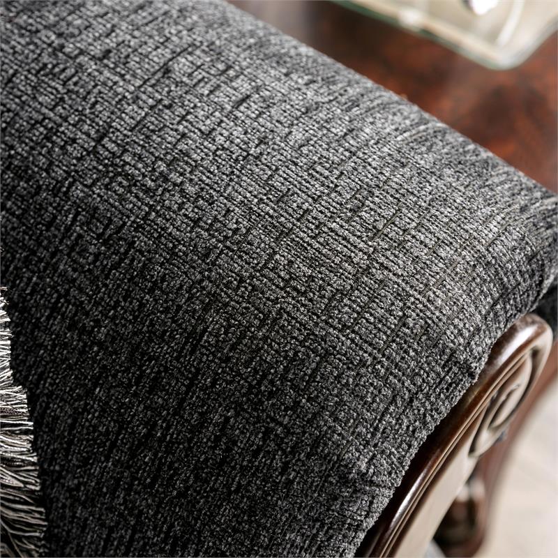 Furniture of America Andrea Chenille Rolled Arms Sofa in Light Gray