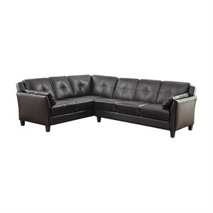 furniture of america billie transitional faux leather tufted left facing sectional