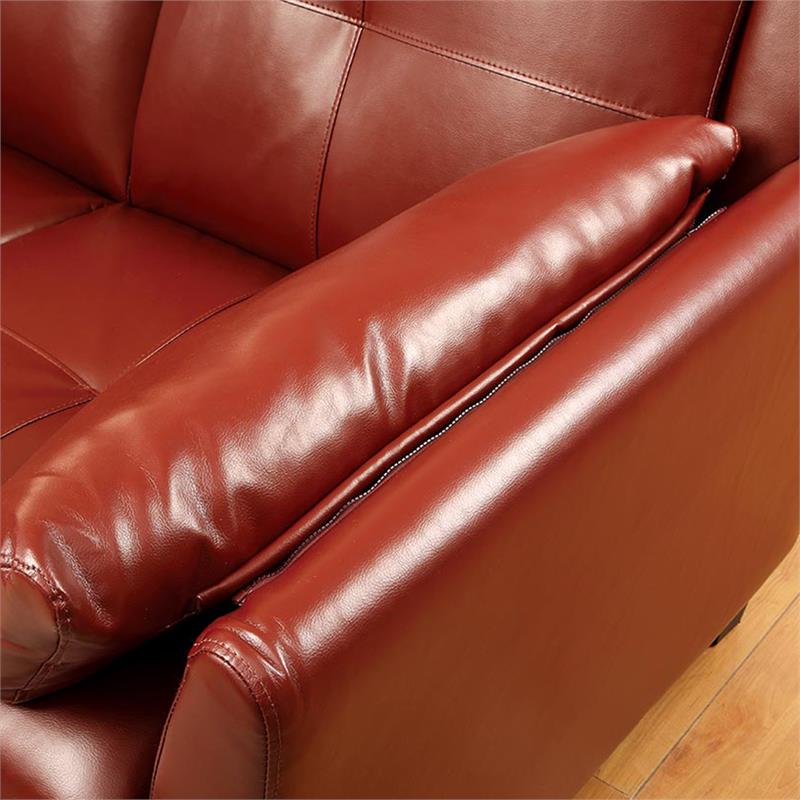Furniture of America Billie Faux Leather L-shaped Sectional in Red