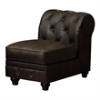 Furniture of America Caelan Faux Leather Tufted Armless Chair in Brown