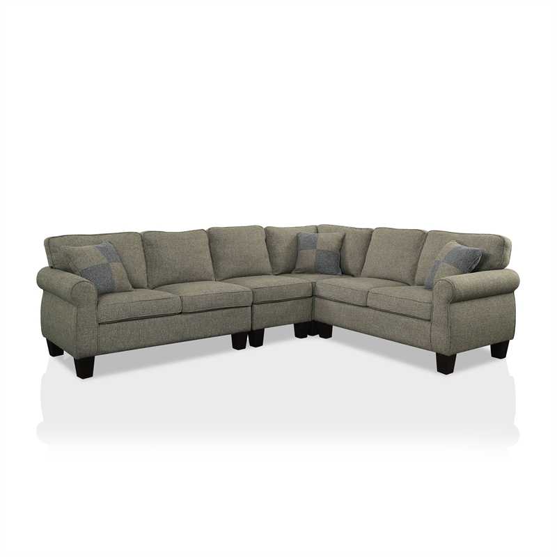 Furniture of America Willroy Transitional Fabric Sectional in Dark Gray ...