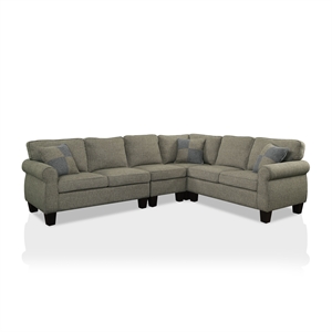 furniture of america willroy transitional fabric sectional in dark gray