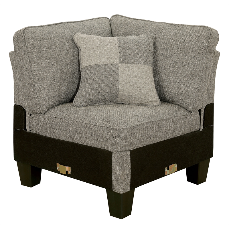 Furniture of America Willroy Transitional Fabric Sectional in Dark Gray