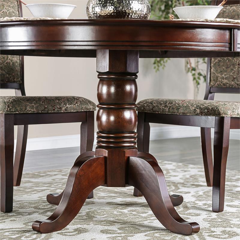 Furniture Of America Lucille 5 Piece Wood Round Dining Set In Antique Cherry Idf 3224rt 5pc - Round Cherry Wood Dining Table Set