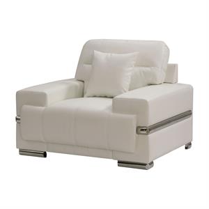 furniture of america larcey contemporary faux leather chair in white