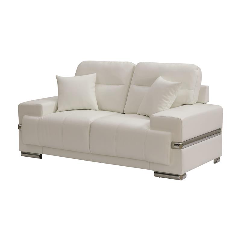 Furniture Of America Larcey, White Faux Leather Loveseat