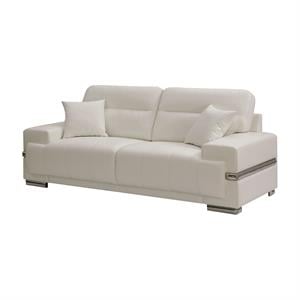 furniture of america larcey contemporary faux leather sofa in white